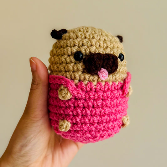Potato Pug with Overalls Stuffed Animal
