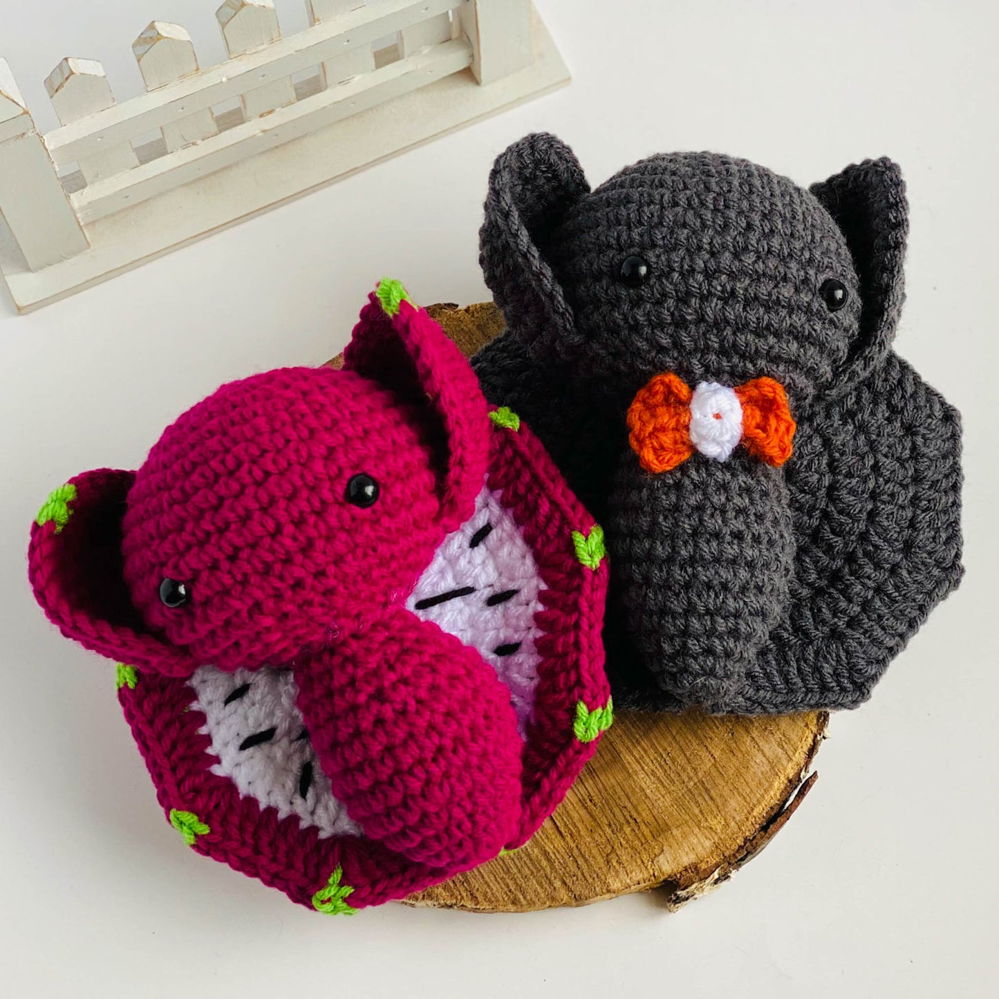 Crochet Dragonfruit Bat Stuffed Animal