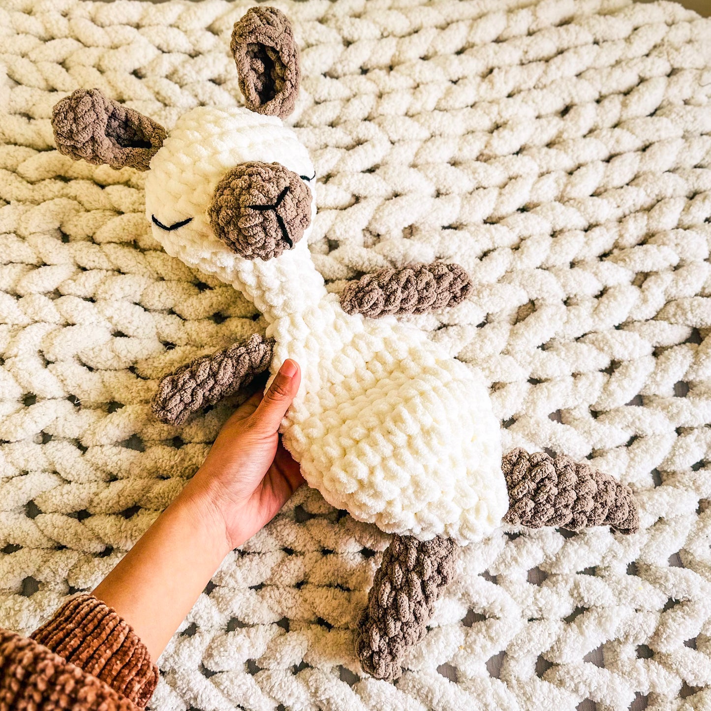 Crochet White Llama Snuggler
