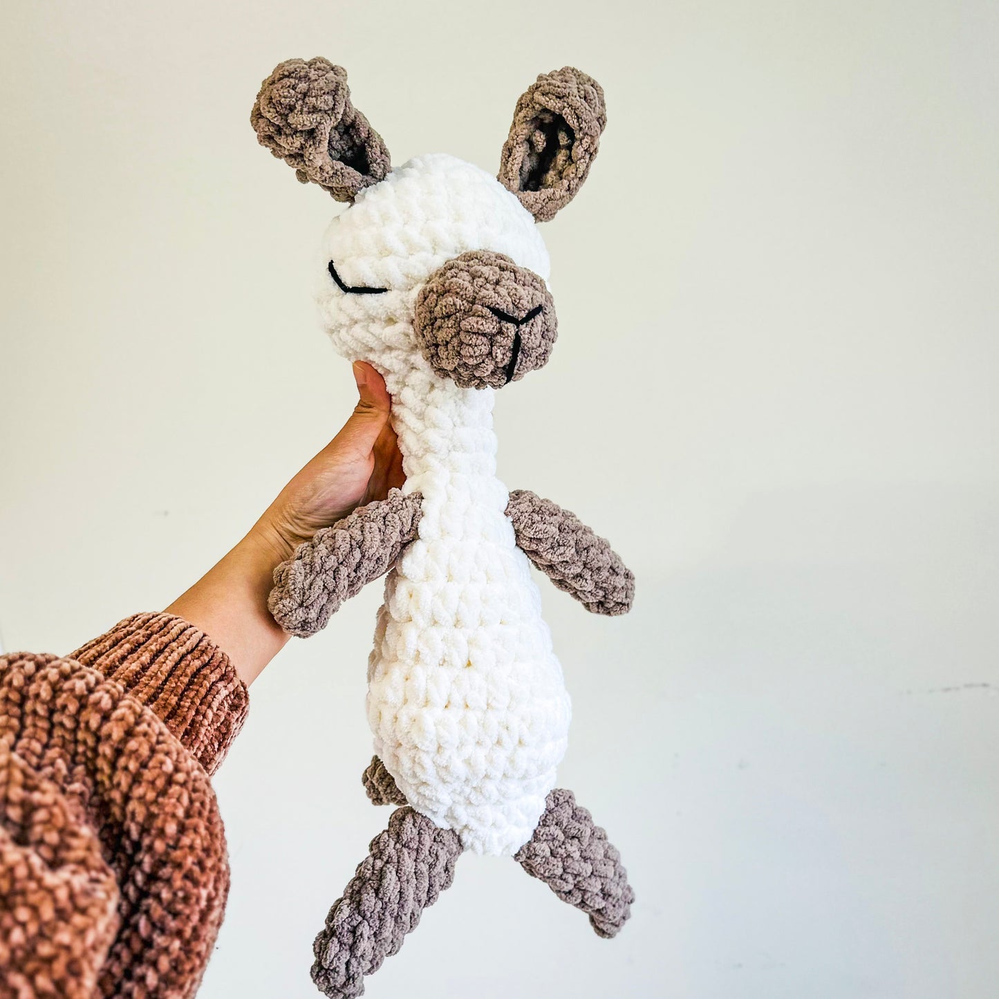 Crochet White Llama Snuggler