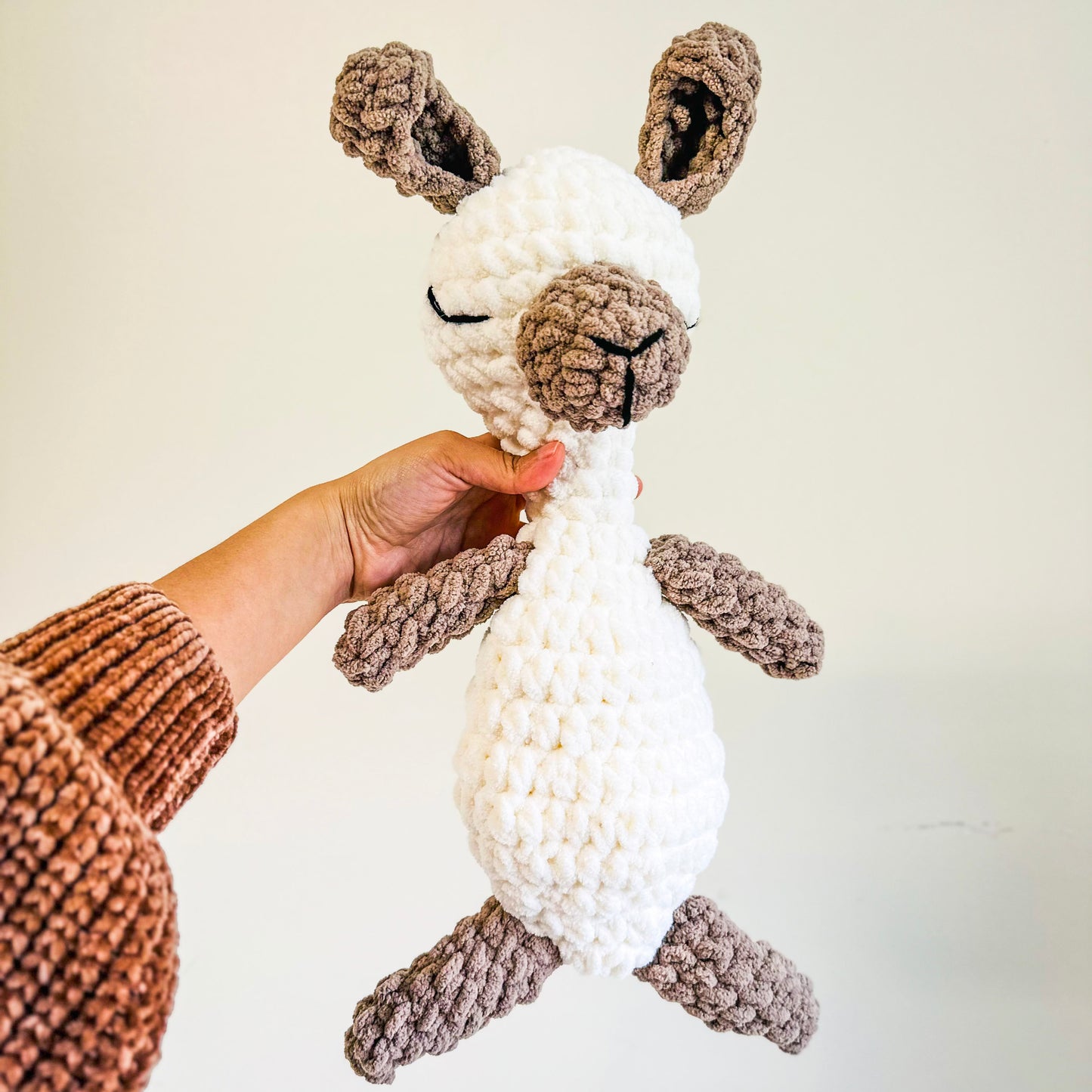 Crochet White Llama Snuggler