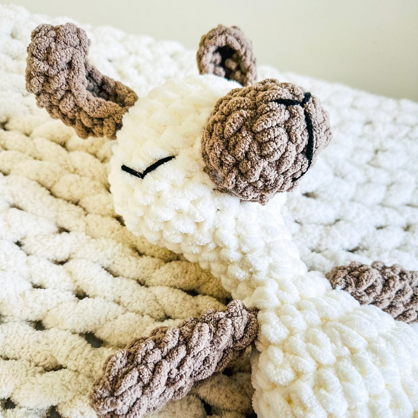 Crochet White Llama Snuggler