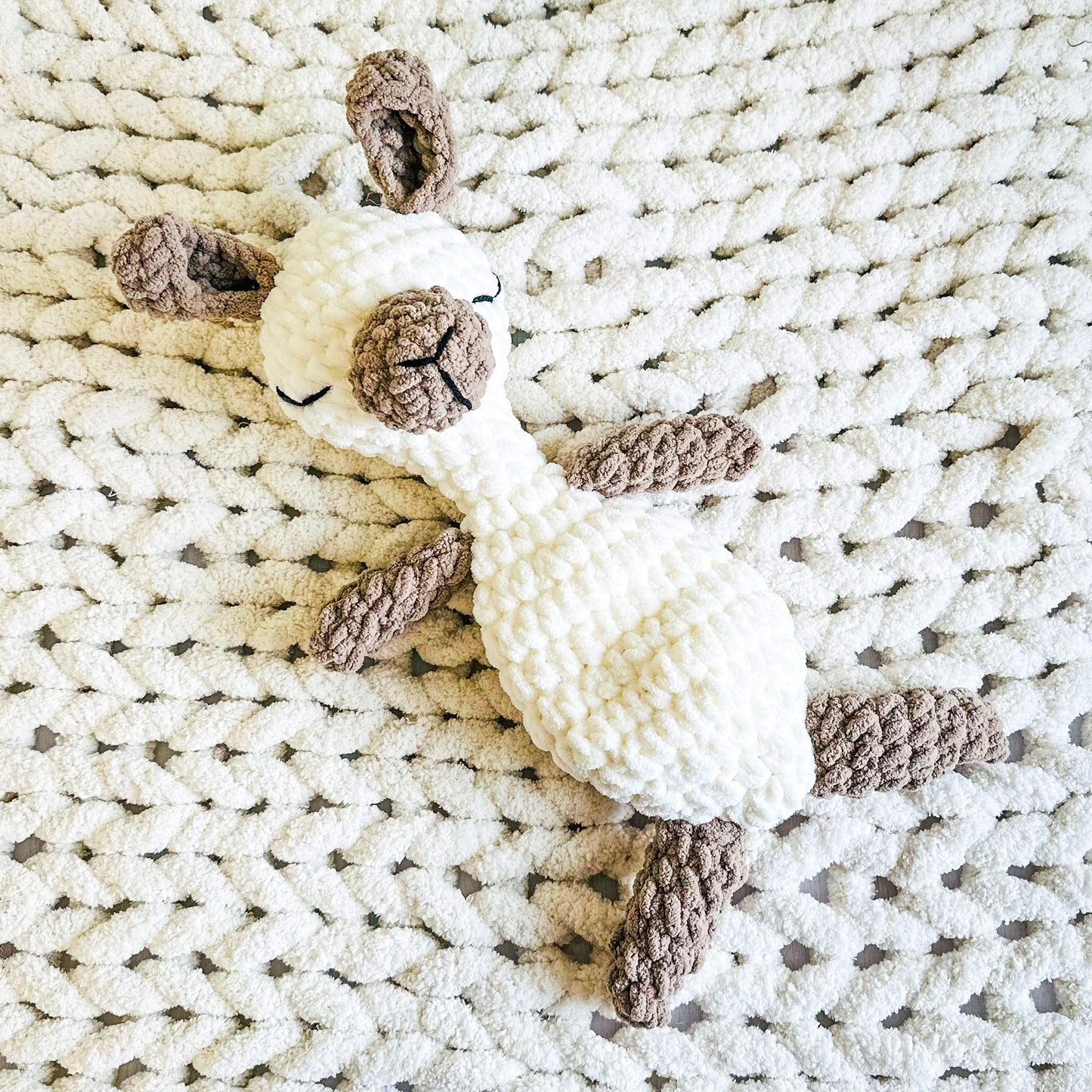 Crochet White Llama Snuggler