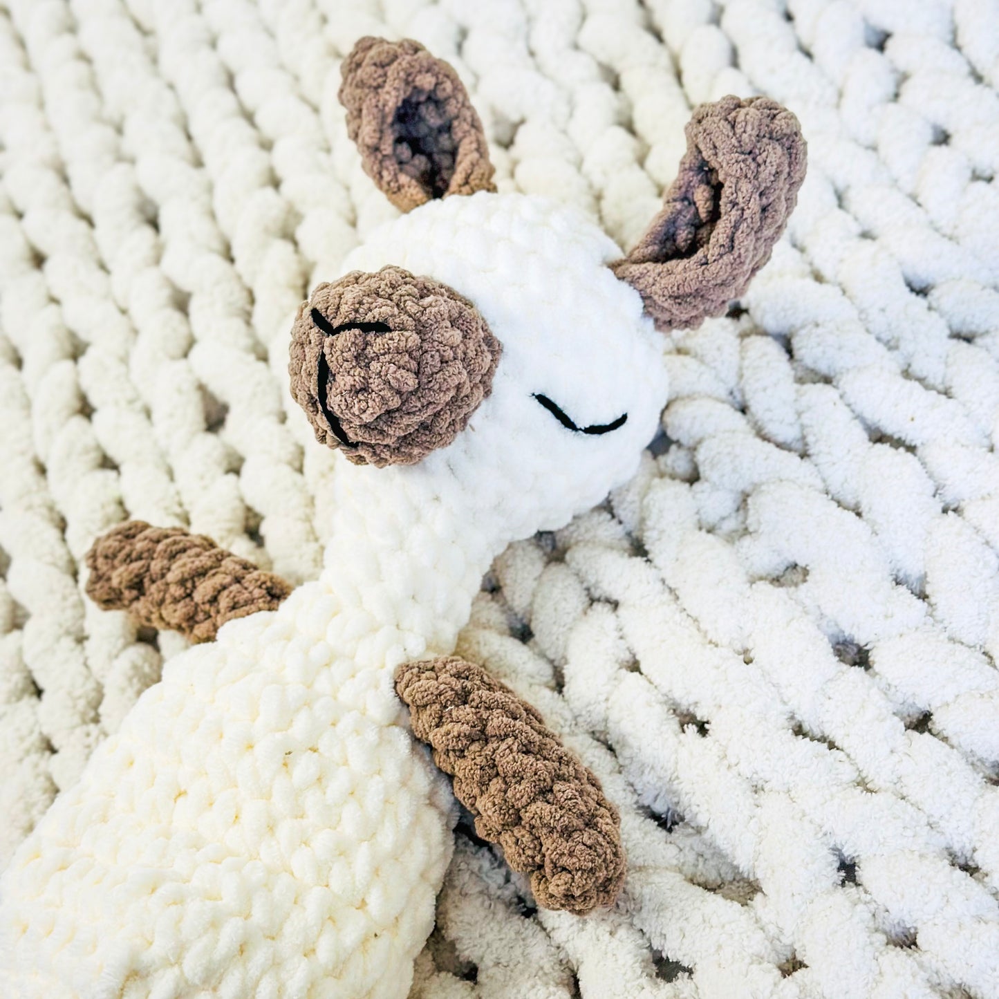 Crochet White Llama Snuggler