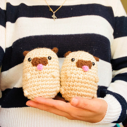 Crochet Potato Pug Stuffed Animal