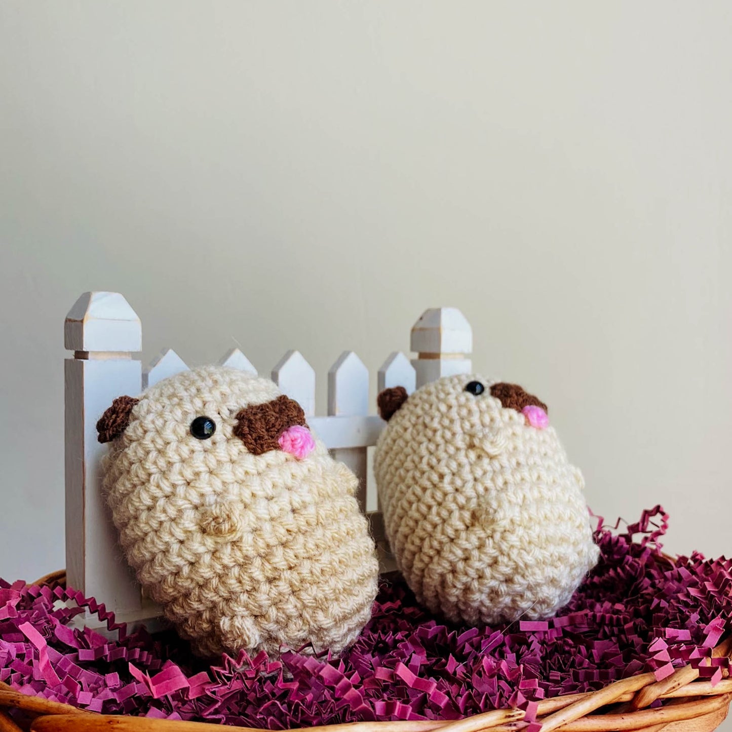 Crochet Potato Pug Stuffed Animal