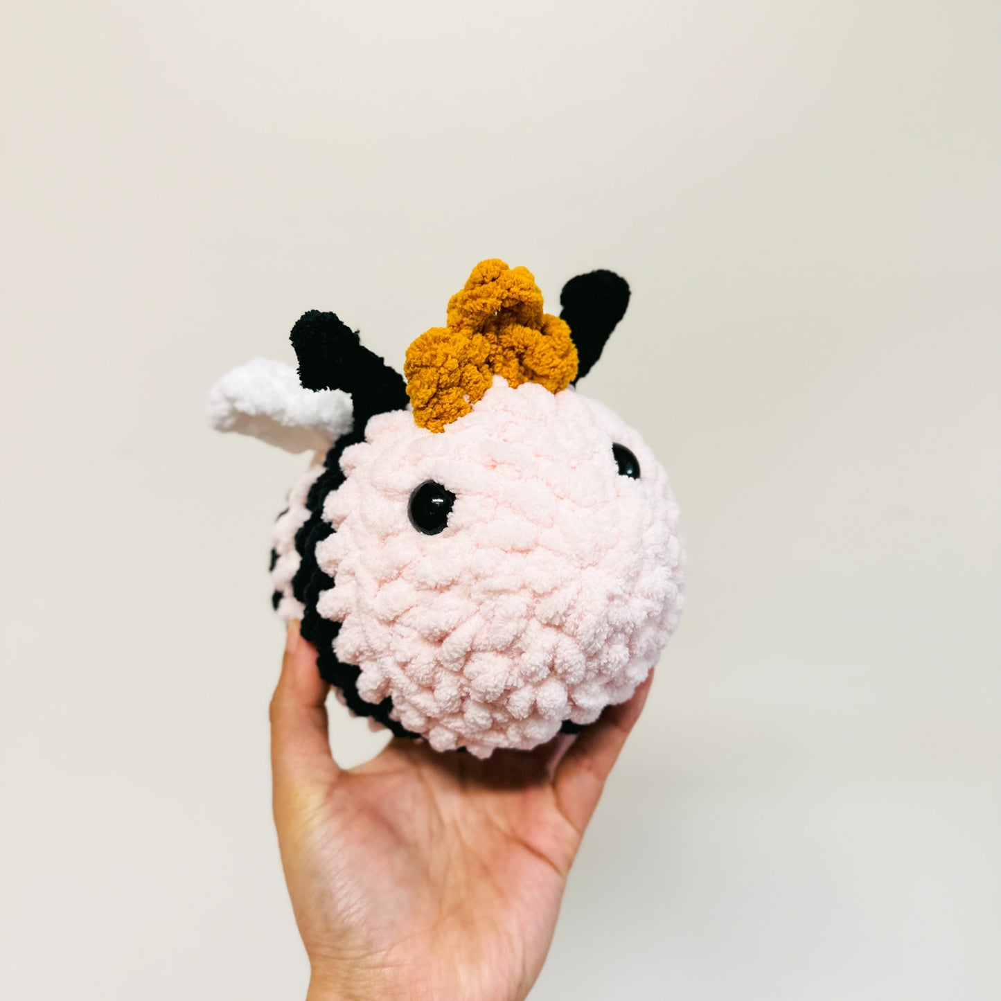 Crochet Pink Queen Bee Stuffed Animal