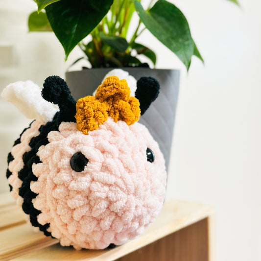 Crochet Pink Queen Bee Stuffed Animal