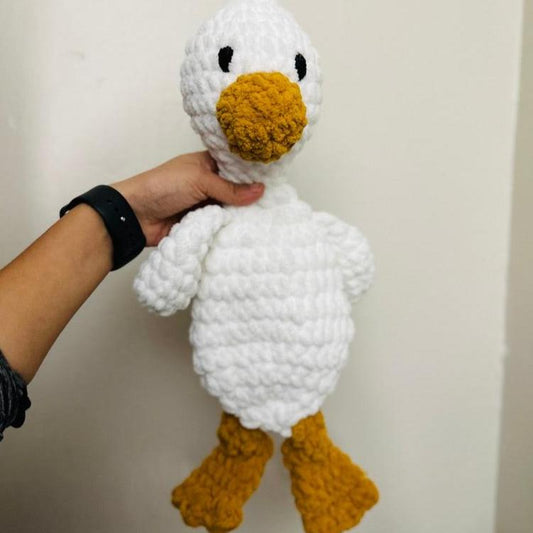 crochet white duck snuggler 