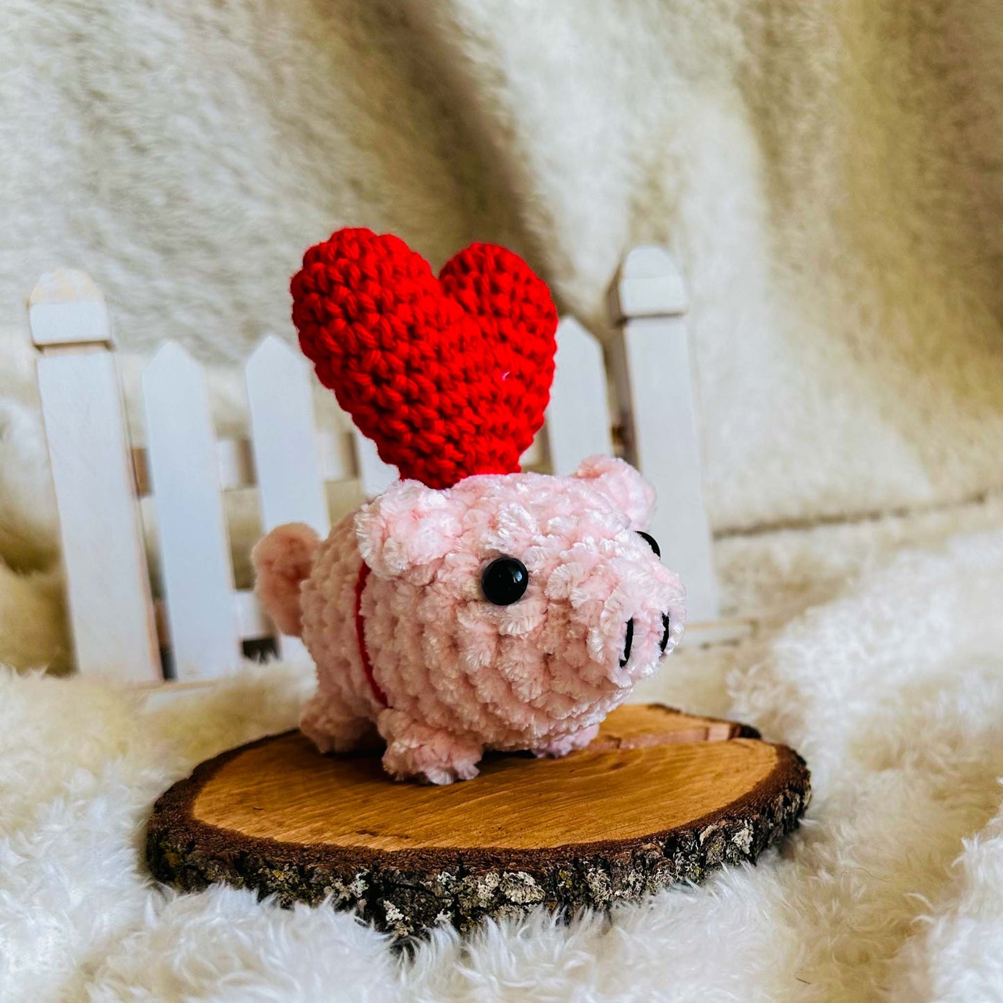 Heart Pig Crochet Plush - Valentine's Day Gift