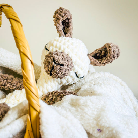 Crochet Beige and Brown Llama Snuggler
