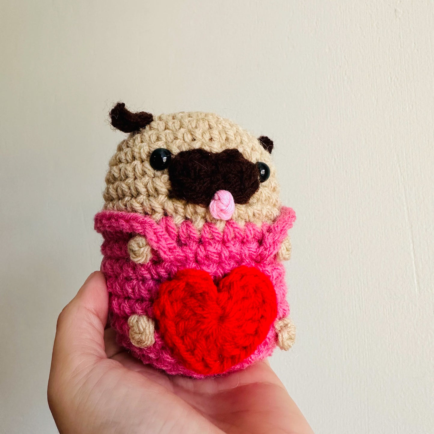 Crochet Potato Pug Valentine's Day Gift