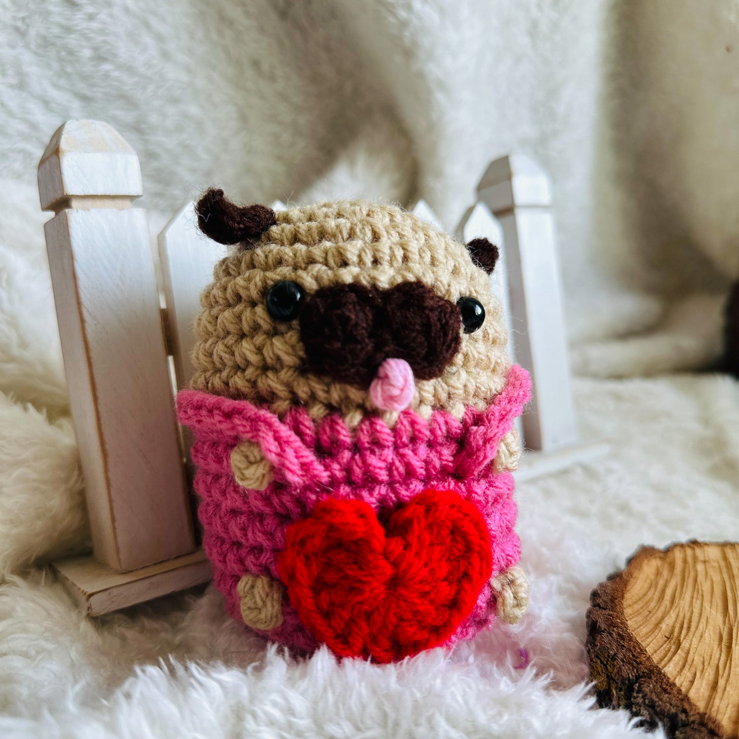 Crochet Potato Pug Valentine's Day Gift