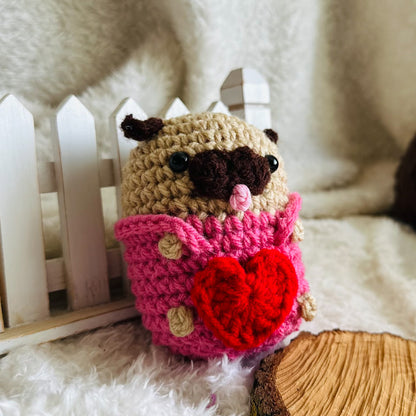 Crochet Potato Pug Valentine's Day Gift