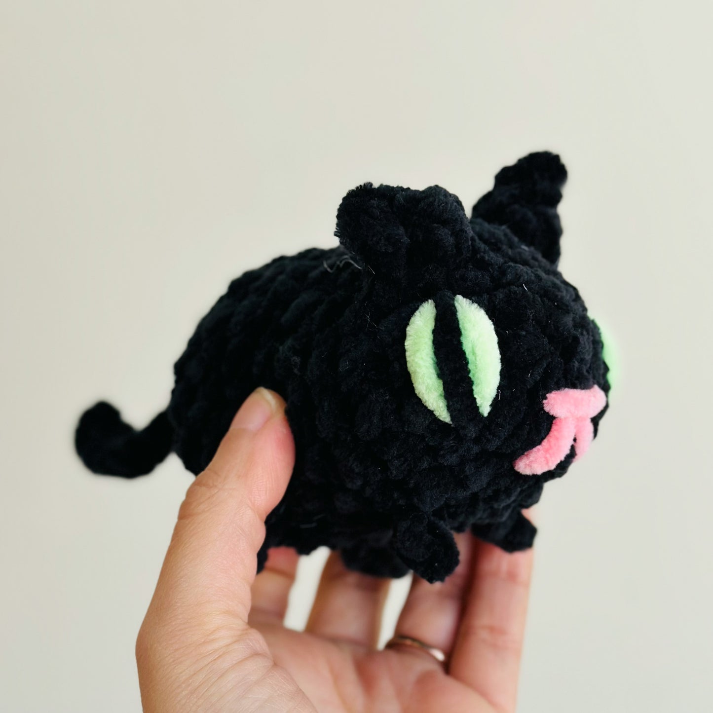 Black Cat with Green Eyes Stuffed Animal