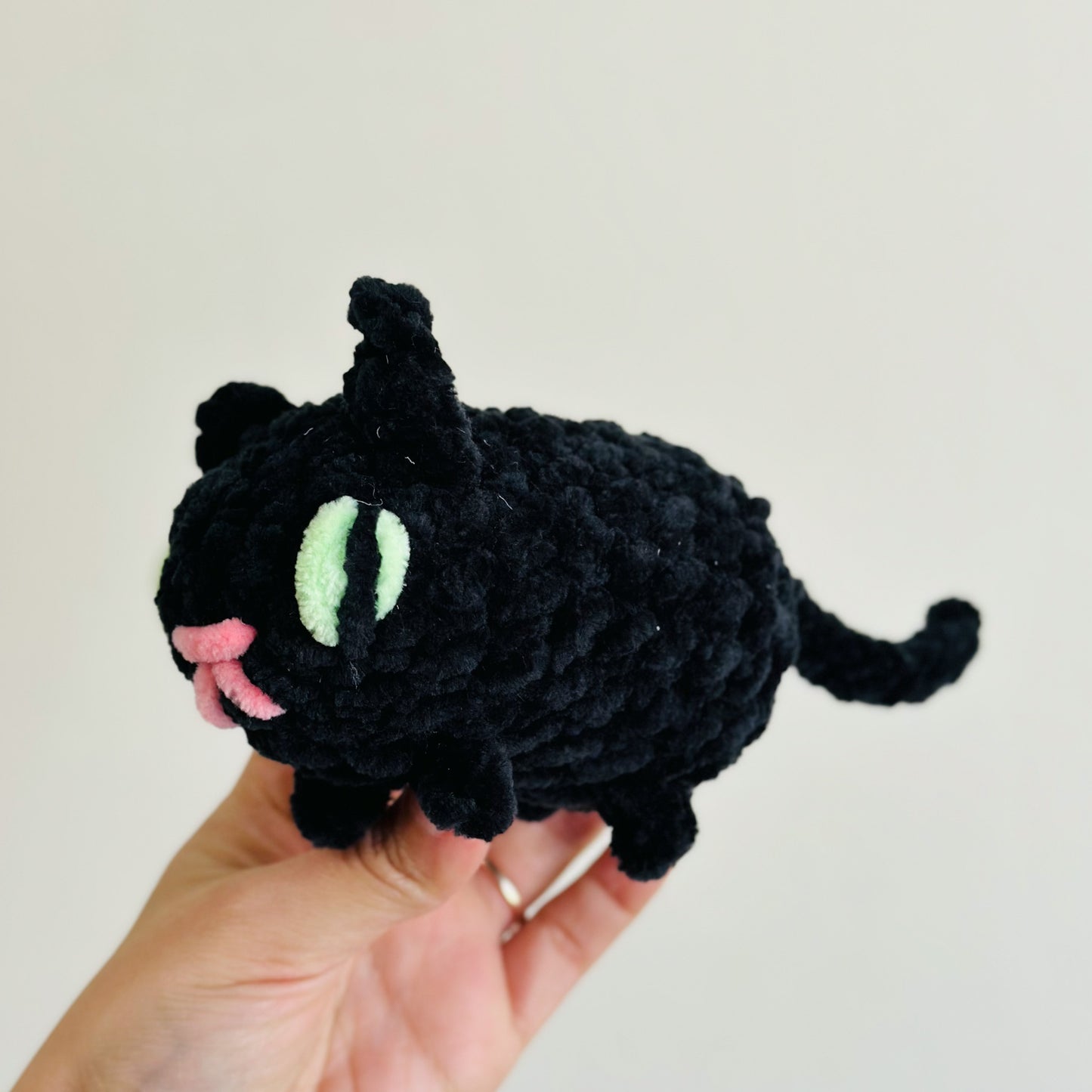 Black Cat with Green Eyes Stuffed Animal