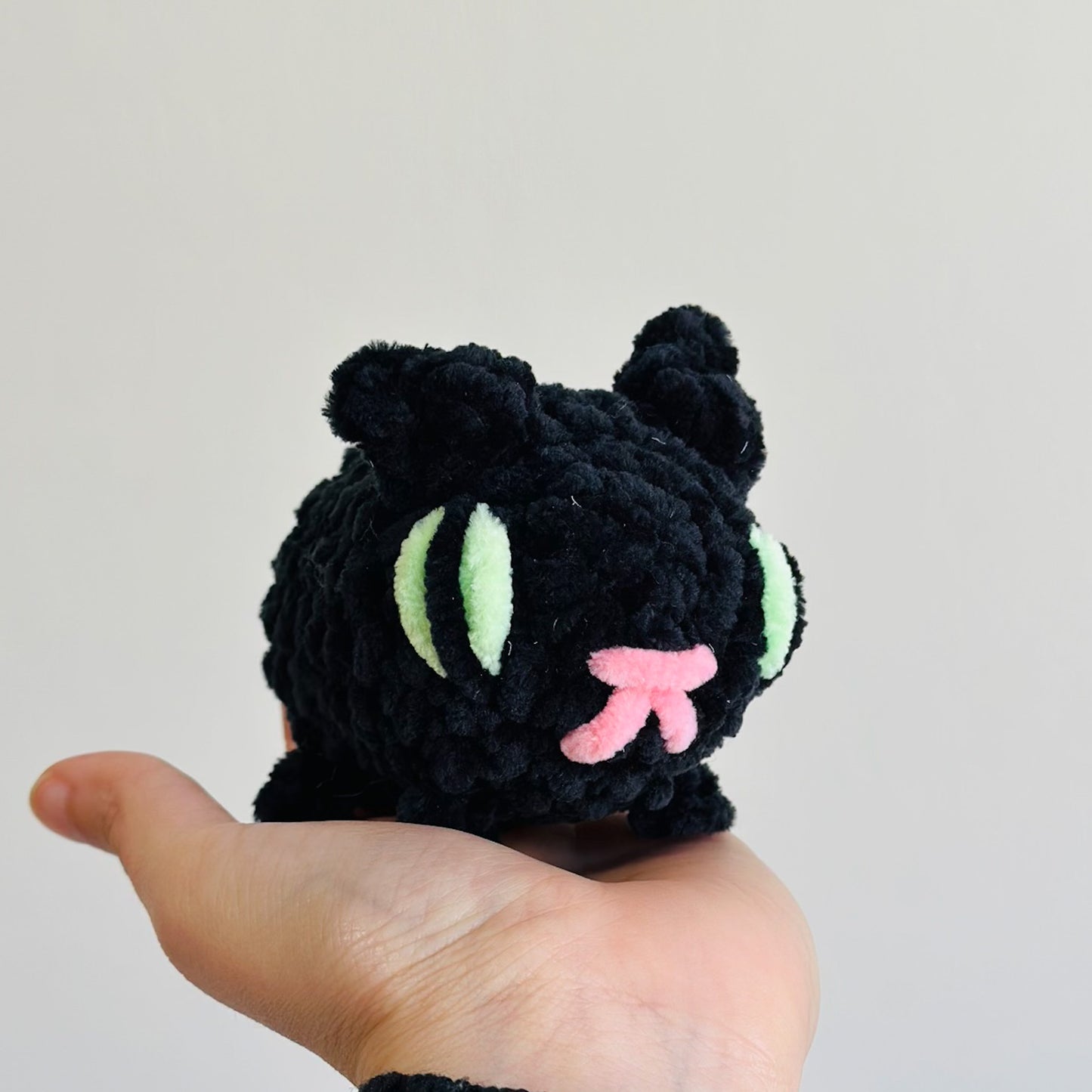 Black Cat with Green Eyes Stuffed Animal