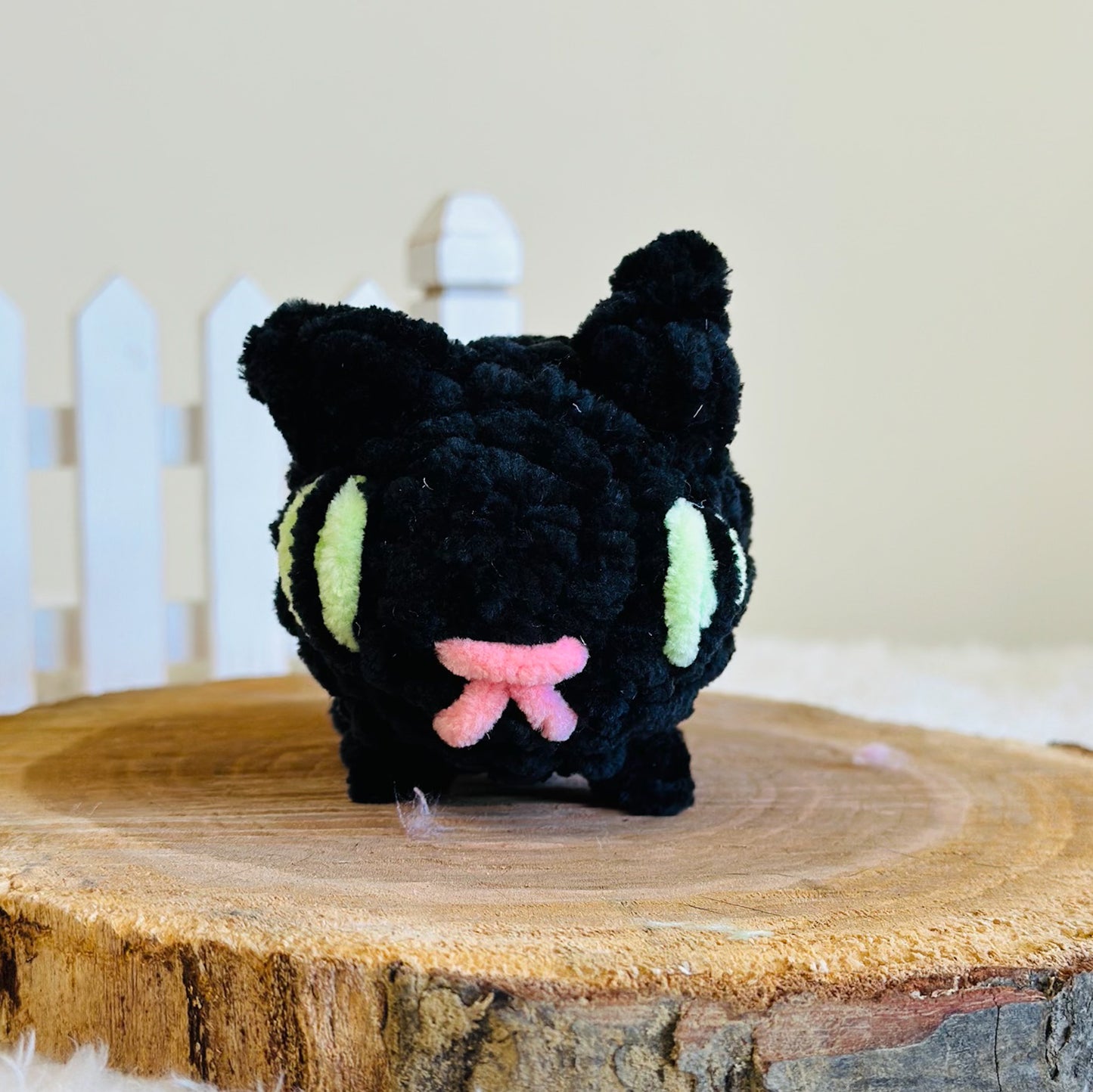 Black Cat with Green Eyes Stuffed Animal