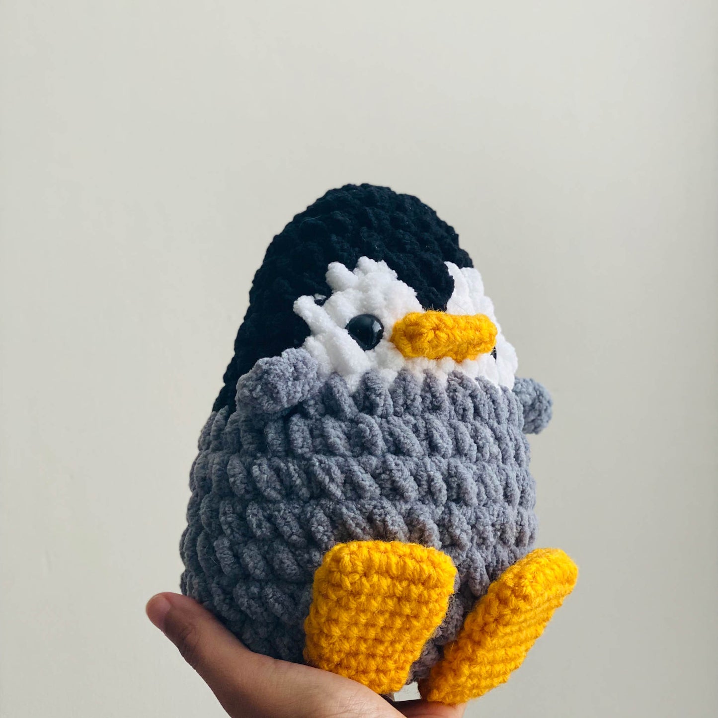 Crochet Black and Gray Penguin Stuffed Animal
